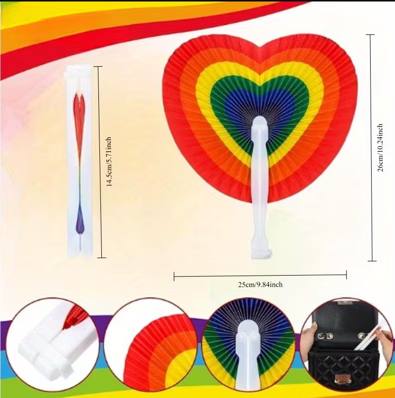 Rainbow Heart Fan