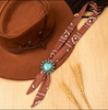 Western Bolo Tie Scarf: Turq & Tan