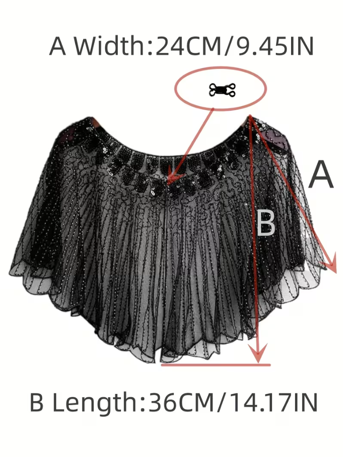 Black Sheer Beaded Caplet