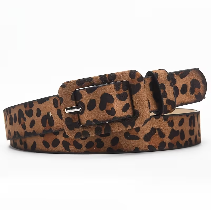 Leopard Skinny Belt