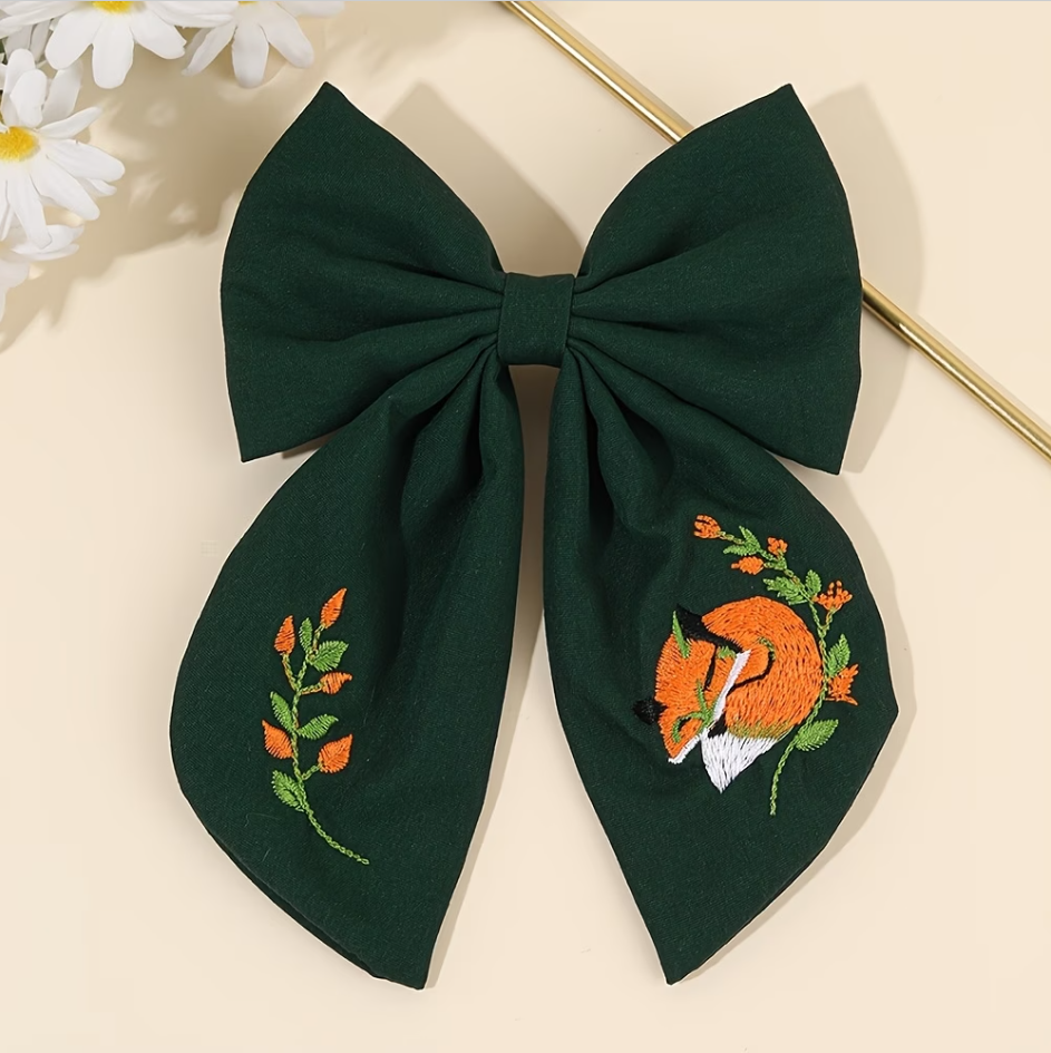 Embroidered Fox Bow