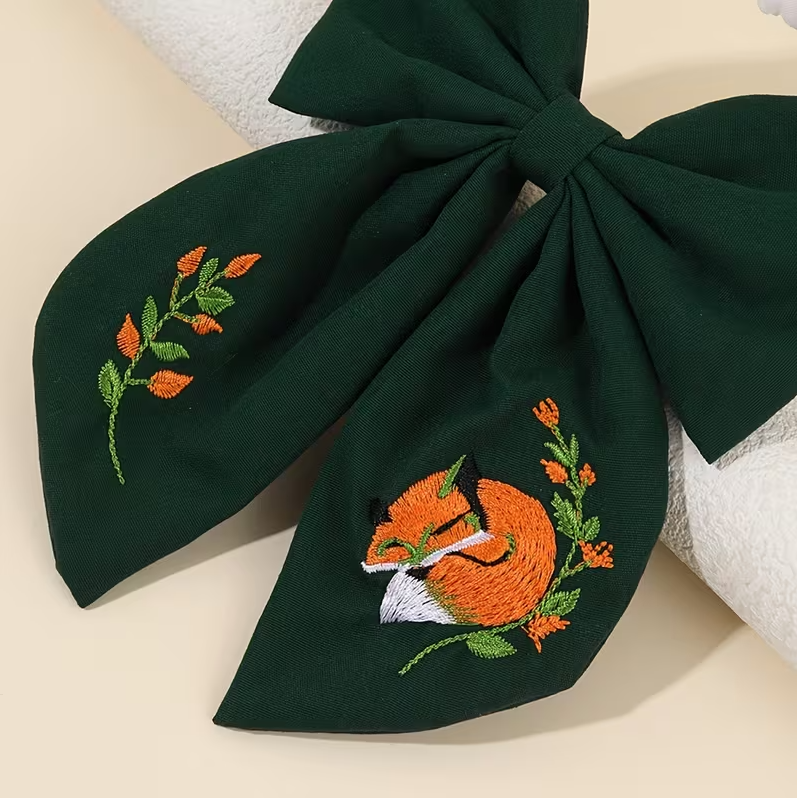 Embroidered Fox Bow