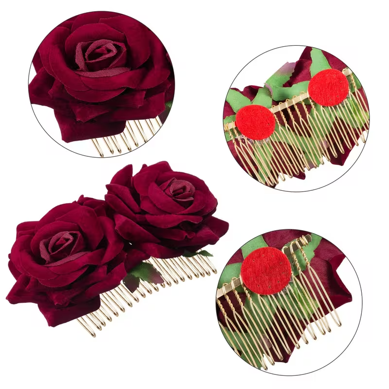 Dark Rose Hair Comb