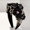 Velvet Magic Floral Headband: Black