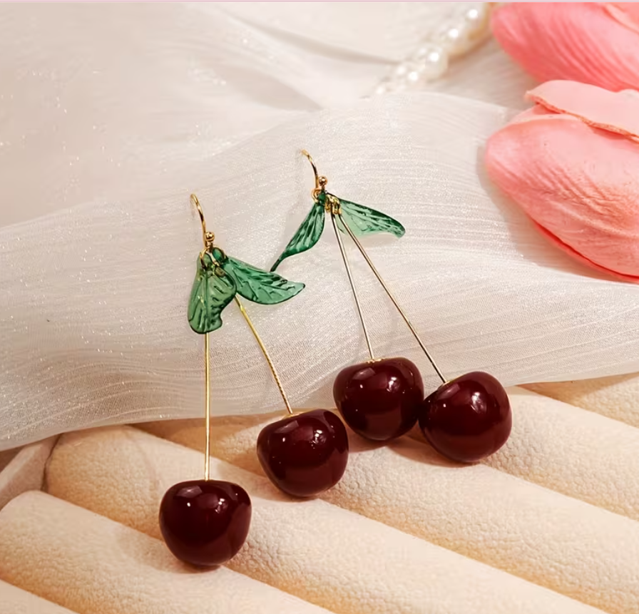 Black Cherry Dangle Earrings