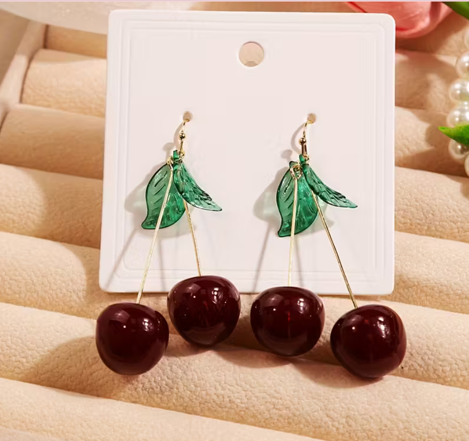 Black Cherry Dangle Earrings