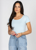 Bamboo Scoop Neck Tee: Sky Blue