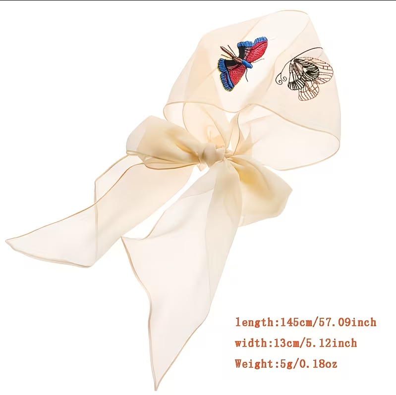 Sheer Embroidered Butterflies Scarf