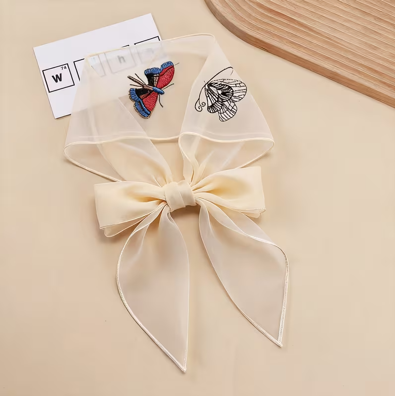 Sheer Embroidered Butterflies Scarf