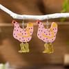 Funky Chicken Earrings: Pink
