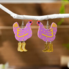 Funky Chicken Earrings: Purple
