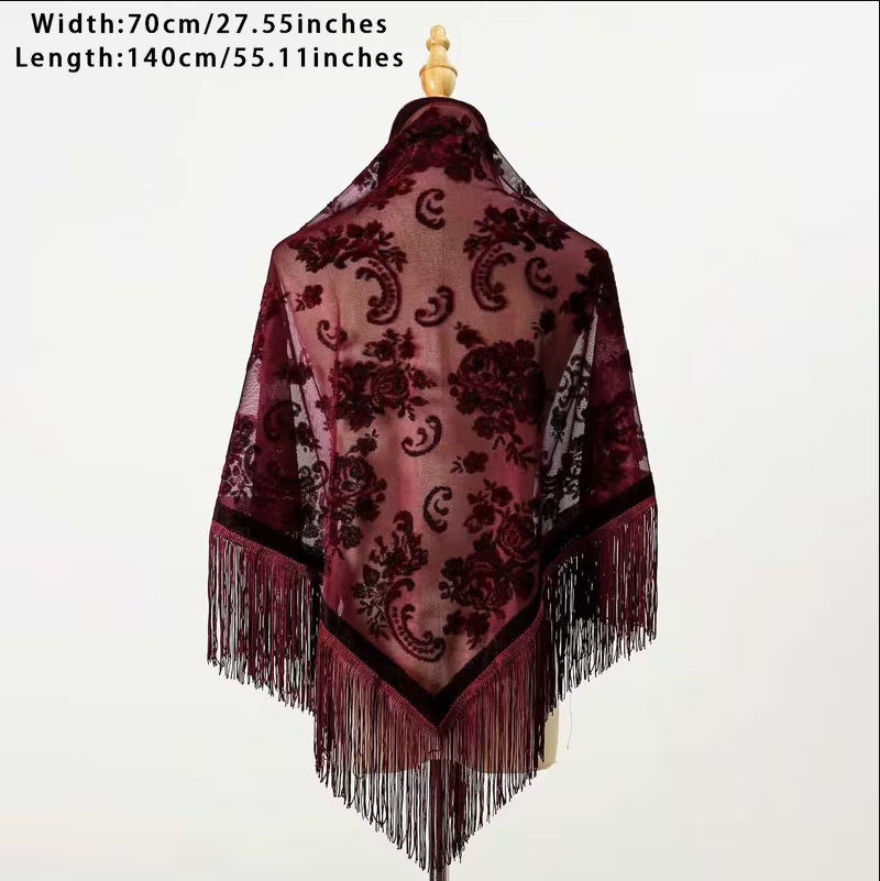 Jade Burnout Velvet Rose Shawl