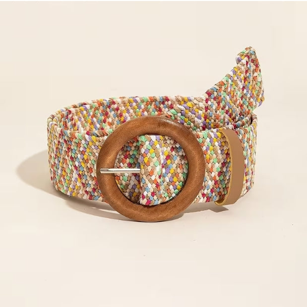 Rainbow Stretch Rattan Belt