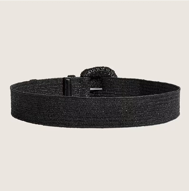Black Stretch Rattan Buckle Belt