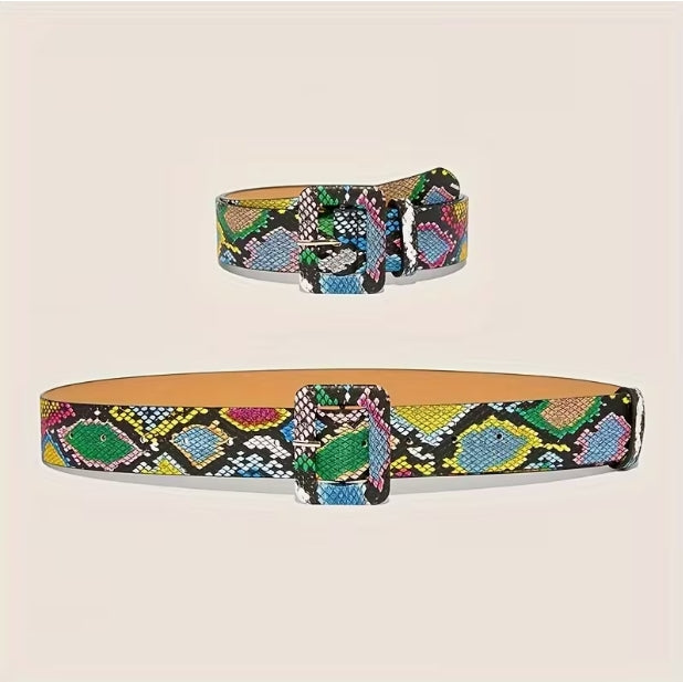 Rainbow Python Buckle Belt