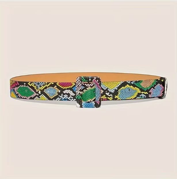 Rainbow Python Buckle Belt