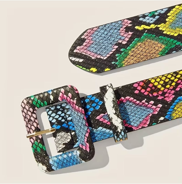 Rainbow Python Buckle Belt