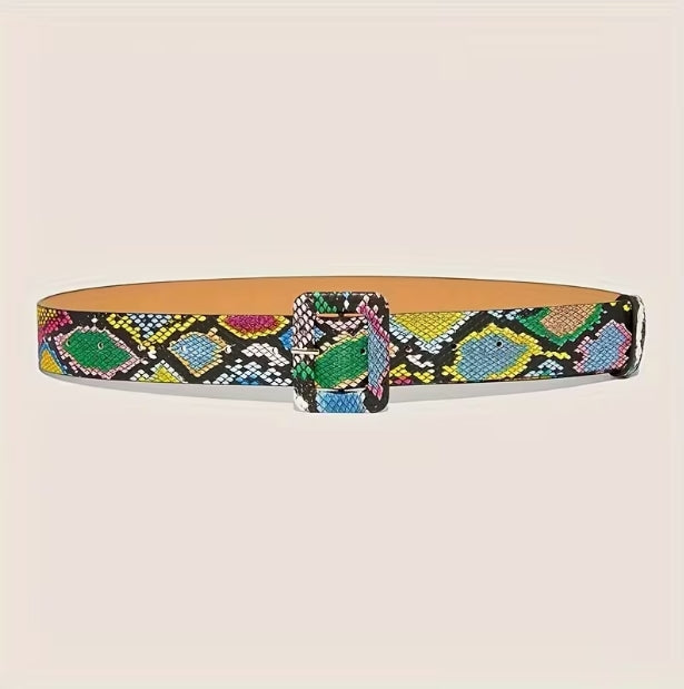 Rainbow Python Buckle Belt