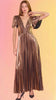 Bronze Twist Front Pleated Maxi Dress