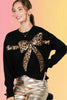 Leopard Sequin Bow Sweater