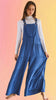 Tiered Wide Leg Overalls:  Blue