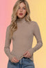 Retro Ribbed Striped Turtleneck: Khaki