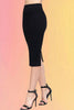 Ponte Pencil Midi Skirt: Blk