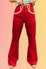 Red Stretch Denim Western Jeans