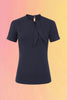 Oui Oui Tie Neck Top: Navy