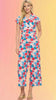 Floral Print Retro Jumpsuit: S