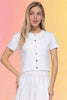 Short Sleeve Rainbow Button Cardi: Off White