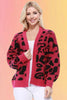 Leopard Open Front Cardigan: Magenta