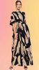 Abstract Draped Scarf-Neck Jumpsuit: