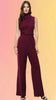 Draped Sleeveless Jumpsuit: Mulberry