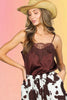 Chocolate Lace Trim Satin Camisole