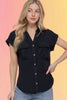 Dolman Sleeve Button Down Shirt
