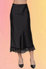 Black Satin and Lace Slip Skirt