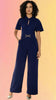 Navy Buckle Jumpsuit With Twist Knot Detail