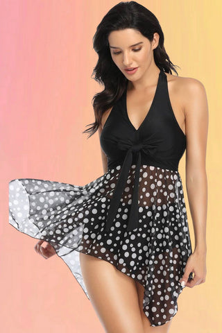 Skirted Maillot Swim Dress: Berry