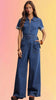 Blue Haze Stretch Denim Jumpsuit