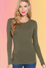 Crew Neck Cotton Spandex Jersey Top:Olive