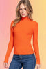Turtle Neck Fitted Viscose Rib Sweater: Orange