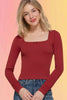 Wide Neck with Bow Seamless Top: Wine
