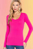Long Sleeve Scoop Neck Top: Fuschia