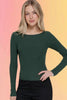 Boat Neck Brushed Rib Knit Top: Forest