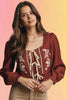 Cherry Wood Peplum Blouse