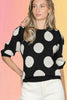 Polka Dot Short Sleeve Knitted Sweater