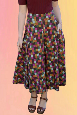 Classic Panel Swing Skirt: Navy