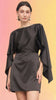Batwing Sleeve Satin Mini Dress