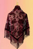 Burgundy Burnout Velvet Rose Shawl
